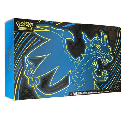 Blue and yellow pokémon trading card game ultra premium collection box featuring charizard for 2025 premium collection