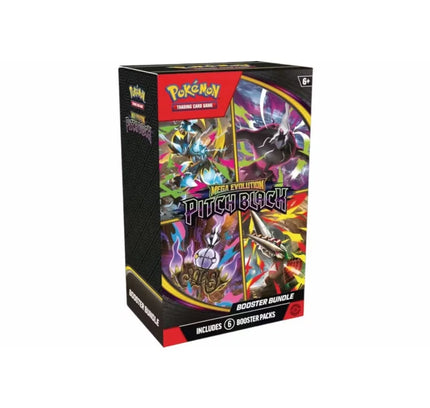 2026 Pokémon Mega Evolution pitch black booster bundle box with vibrant Pokémon art on black and red design for collectors