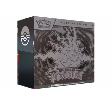 2026 Pokémon mega evolution pitch black elite trainer box in black gray silver with mega evolution design and nike dunk style accents