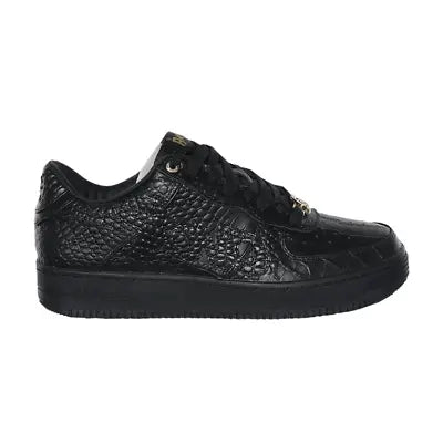 Black leather sneaker with crocodile texture from Bathing Ape Bapesta OVO Black