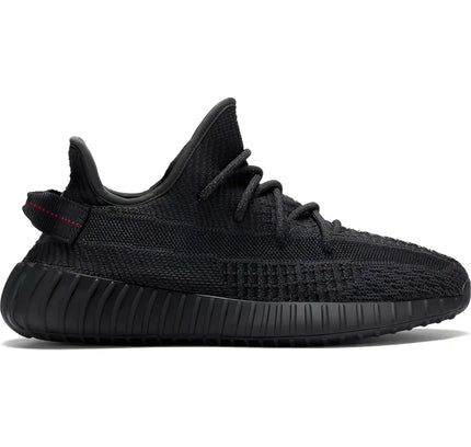 Black Adidas Yeezy Boost 350 V2 sneaker featuring evolved design elements and advanced technology