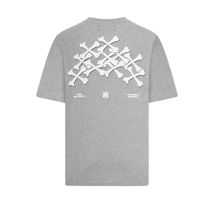 Heather grey Amiri Bones Stacked T-Shirt with white bone cross graphic back Nike Dunk style