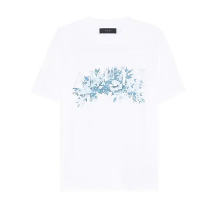 White Amiri Garden Tee with floral graphic, perfect for low Dunks Nike or Nike Dunk fans