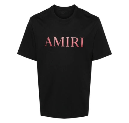 Black AMIRI Gradient Core Logo T-Shirt with metallic pink AMIRI gradient lettering