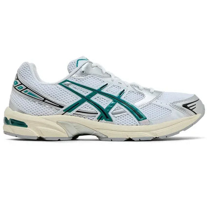 White and green Asics Gel running shoe named ASICS Gel-1130 White Rainy Lake