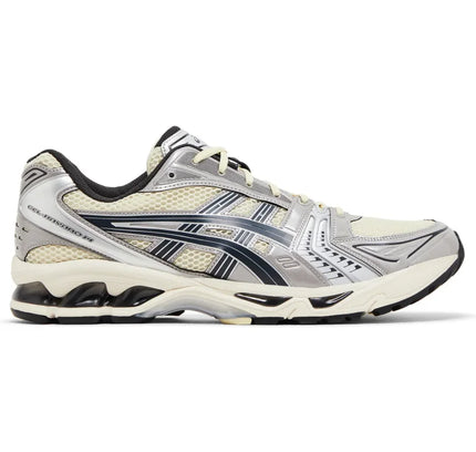 ASICS Gel-Kayano 14 oyster white mesh athletic shoe with steeple grey accents