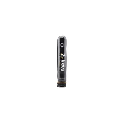 Black cylindrical vape device with Crep Protect branding beside flat laces