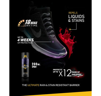 Black athletic sneaker with Crep Protect Spray that effortlessly repels liquids