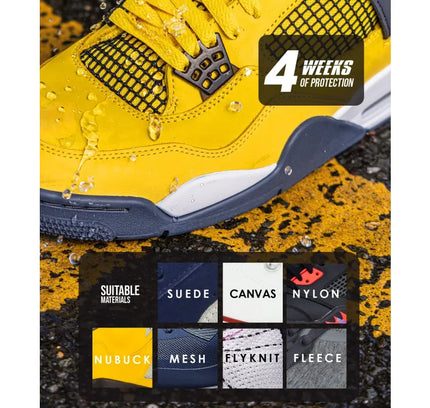 Yellow and navy athletic sneaker with mesh detailing protected by Crep Protect Spray