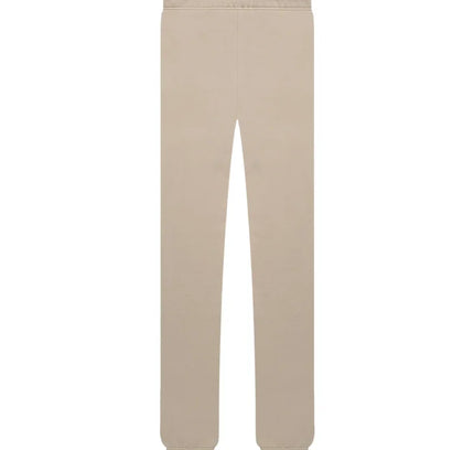Beige Fear of God Essentials Core Collection Sweatpants with elastic cuffs at ankles