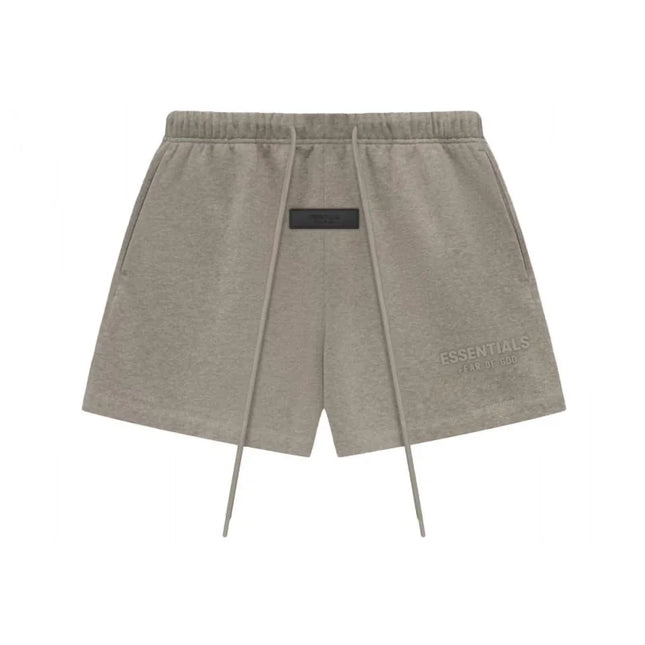 Taupe cotton-blend fleece shorts from Fear of God Essentials Core Collection with drawstrings