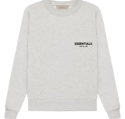 Light gray Fear of God Essentials Crewneck sweatshirt with printed text on chest