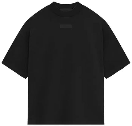 Black short-sleeved mock neck t-shirt from Fear of God Essentials Crewneck Tee collection