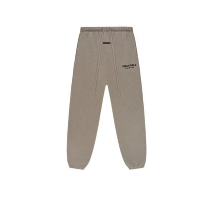 Taupe Fear of God Essentials Fleece Sweatpants with elastic cuffs and branding details