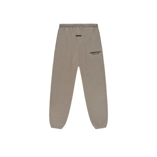 Taupe Fear of God Essentials Fleece Sweatpants with elastic cuffs and branding details