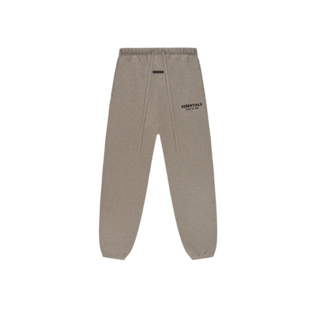 Taupe Fear of God Essentials Fleece Sweatpants with elastic cuffs and branding details