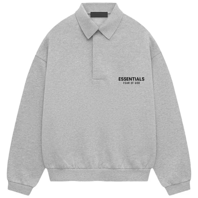 Gray Polo Sweatshirt from Fear of God Essentials, perfect fit with size guide available