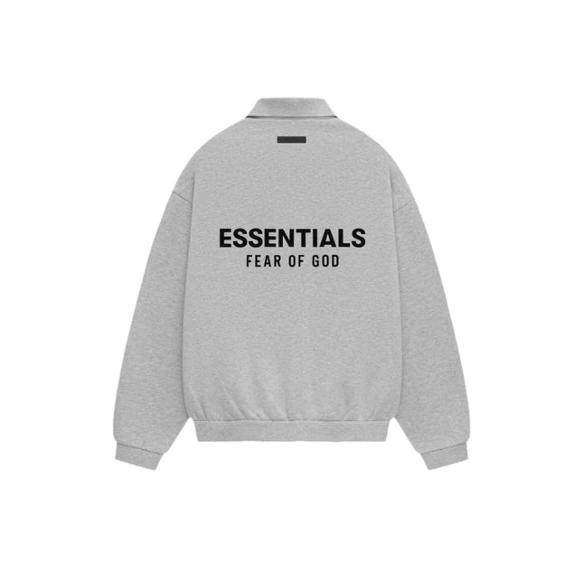 Grey jacket with ESSENTIALS FEAR OF GOD text, perfect for Nike Dunk enthusiasts