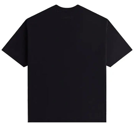 Black short-sleeved Fear of God Essentials Heavy Crewneck Tee, size guide available