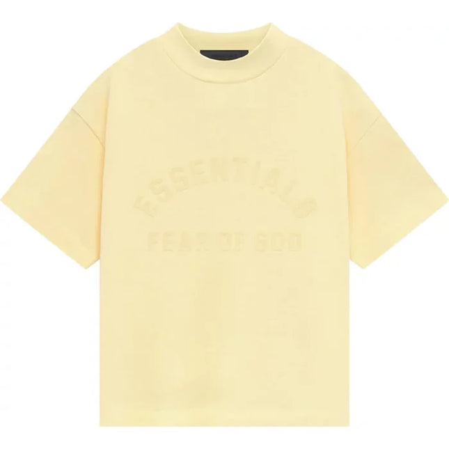 Pale yellow short-sleeved mock neckline Essentials Heavy Jersey Tee from Fear of God