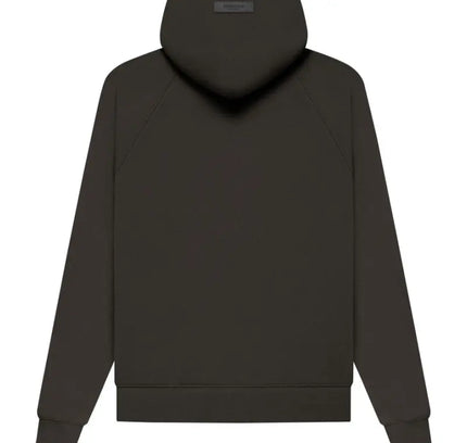 Back view of a Black Hooded Sweatshirt from the Fear of God Essentials Hoodie collection