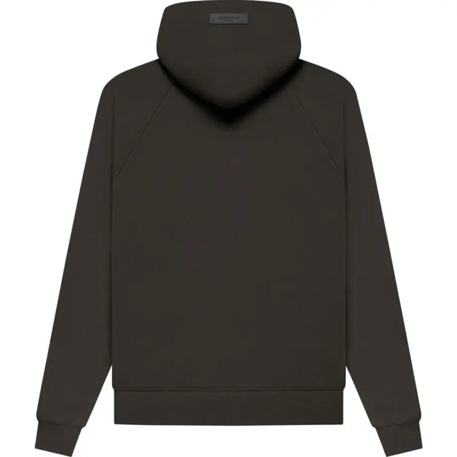 Back view of a Black Hooded Sweatshirt from the Fear of God Essentials Hoodie collection