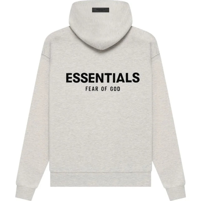 Light gray Essentials Hoodie FW22 with Essential Fear of God print on the back