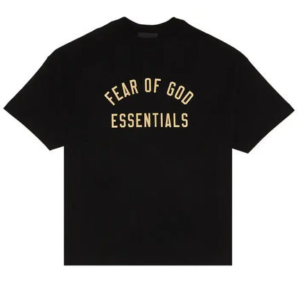 Black Fear of God Essentials Jersey Crewneck Tee for a stylish, modern look