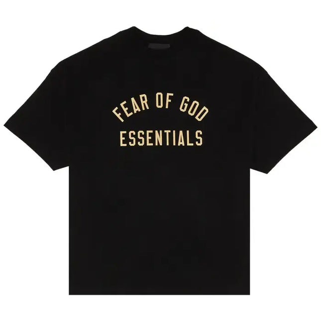 Black Fear of God Essentials Jersey Crewneck Tee for a stylish, modern look