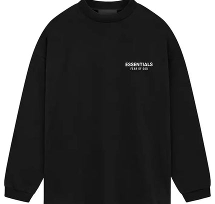 Black long-sleeved Fear of God Essentials Jersey Long Sleeve T-Shirt for casual style