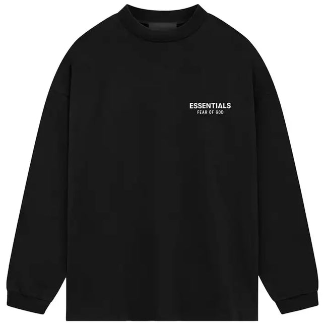 Black long-sleeved Fear of God Essentials Jersey Long Sleeve T-Shirt for casual style