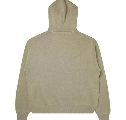 Beige hooded sweatshirt back view from Fear of God Essentials Knit Pullover Hoodie