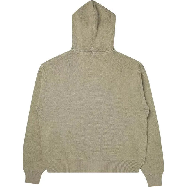 Beige hooded sweatshirt back view from Fear of God Essentials Knit Pullover Hoodie