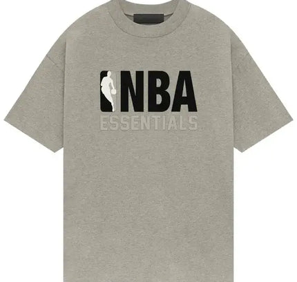 Gray Fear of God Essentials NBA Tee Warm Heather for stylish sportswear enthusiasts