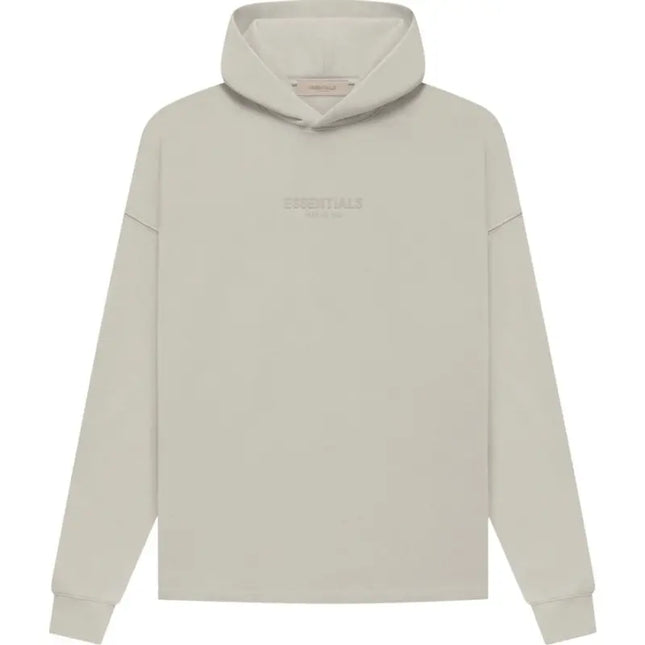 Light beige hoodie with long sleeves from Fear of God Essentials Relaxed Hoodie collection