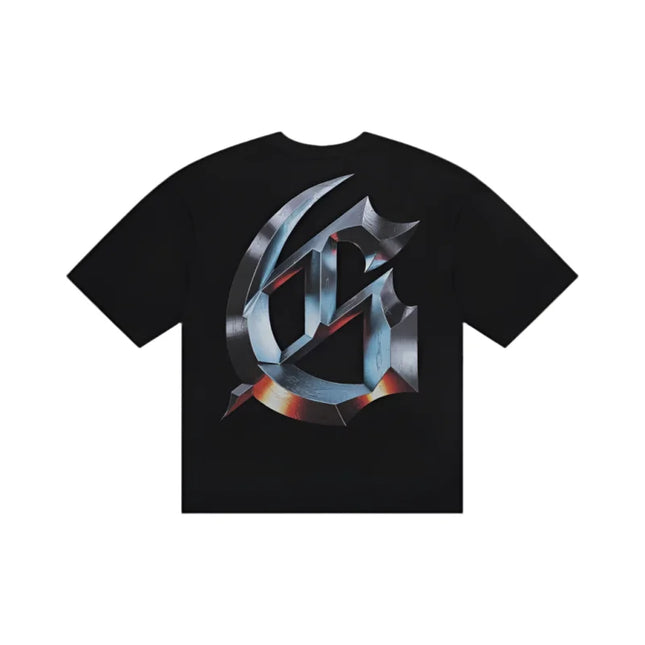 Black Godspeed New Age Logo T-Shirt with metallic Gothic OG graphic on 10oz mid-weight washed fabric