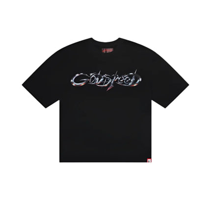 Black Godspeed New Age Logo T-Shirt featuring striking art piece on 10oz mid-weight washed fabric