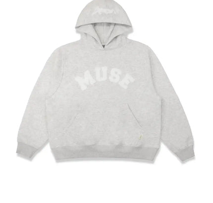 Light gray Heavyweight Chenille Hoodie with MAIDA text for a sumptuously soft feel