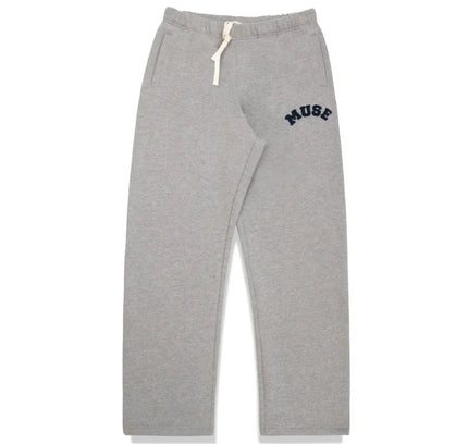 Gray heathered Sweatpants with MUSE embroidery, perfect for Nike Dunk or Jordan 4 fans