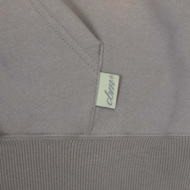 Gray Heavyweight Zip Up hoodie remains soft fabric with a visible clothing label, promising durability