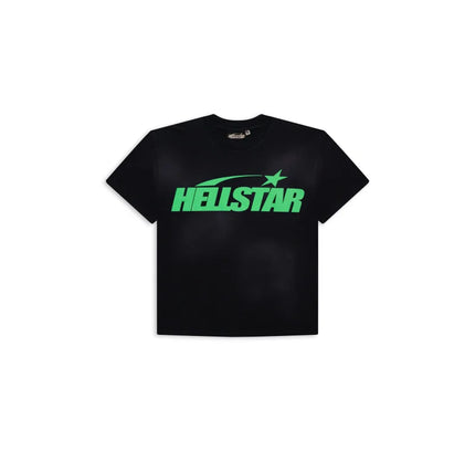 Black Hellstar Classic T-Shirt with bright green Hellstar graphic and shooting star design