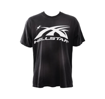 Black Hellstar Sports Classic T-Shirt with white graphic print, perfect for Nike Dunk or Jordan 4 fans