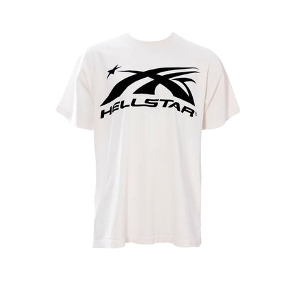 White Hellstar Sports Classic T-Shirt with black graphic design, perfect for Nike Dunk and Jordan 4 fans