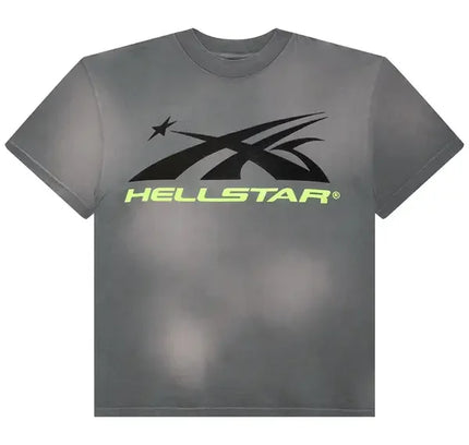 Gray Hellstar Sports Core Logo Gel T-Shirt featuring Nike Dunk and Jordan 4 style