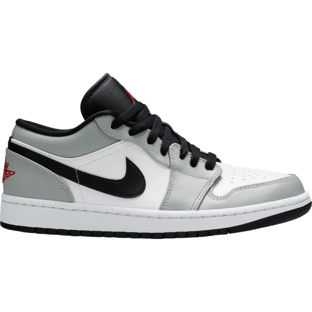 Air Jordan 1 Low Light Smoke Grey sneaker in white, grey, and black colorway