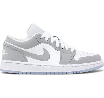 Nike Air Jordan 1 Low sneaker in white and grey colorway, perfect for stylish looks