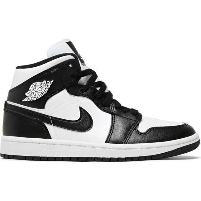 Black and white Air Jordan 1 Mid Panda sneaker for women’s sizes