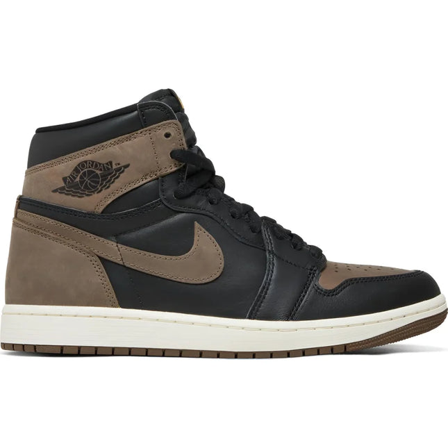 Air Jordan 1 Retro High OG Palomino sneaker in black and brown leather with cream sole