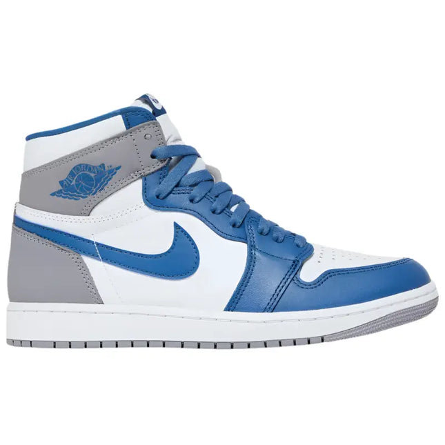 Nike Air Jordan 1 Retro High OG True Blue sneaker in white, blue and grey colorway