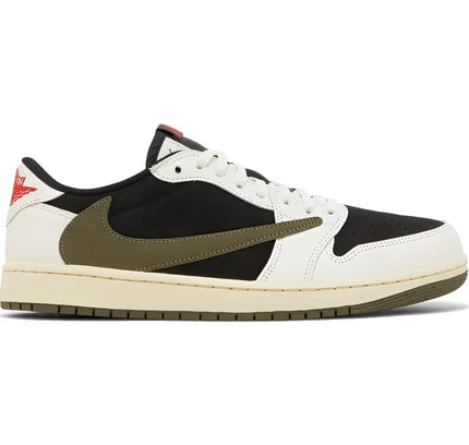 Nike Jordan 1 Retro Low OG SP Travis Scott Olive for women with black suede base and olive swooshes